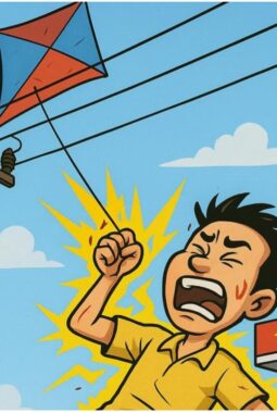 Tarik Layangan Yang Tersangkut, Pria  Tersengat Listrik Bertegangan Tinggi