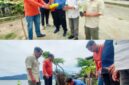 Ketua LSM Brajo Sakti, bersama Kepala Dinas Lingkungan Hidup Kerinci dan perangkat desa menanam pohon dipinggir Danau Koto Petai.”