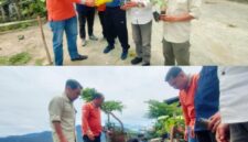Ketua LSM Brajo Sakti, bersama Kepala Dinas Lingkungan Hidup Kerinci dan perangkat desa menanam pohon dipinggir Danau Koto Petai.”