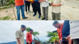 Ketua LSM Brajo Sakti, bersama Kepala Dinas Lingkungan Hidup Kerinci dan perangkat desa menanam pohon dipinggir Danau Koto Petai.”