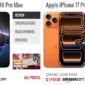 Apple iPhone 17 Pro Max (kanan) membawa sejumlah peningkatan signifikan di sektor kamera dan performa dibandingkan pendahulunya, iPhone 16 Pro Max (kiri). (Sumber: GSMArena)