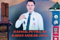 Kades Mekar Jaya, Hazmal Putra, SE, menyampaikan ucapan selamat HUT ke-17 Kota Sungai Penuh dan mengajak masyarakat terus berkontribusi membangun daerah.
