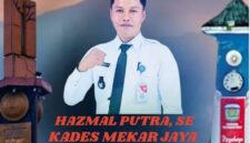 Kades Mekar Jaya, Hazmal Putra, SE, menyampaikan ucapan selamat HUT ke-17 Kota Sungai Penuh dan mengajak masyarakat terus berkontribusi membangun daerah.