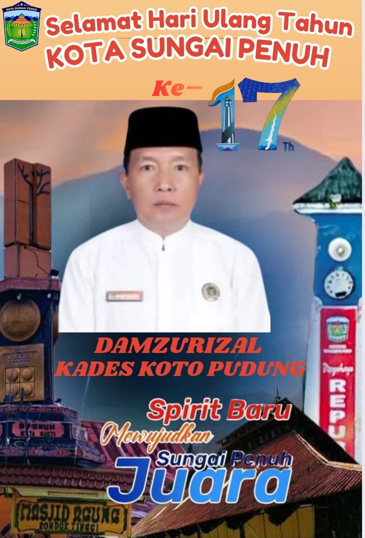 Kades Koto Pudung, Damzurizal, menyampaikan ucapan selamat HUT ke-17 Kota Sungai Penuh.