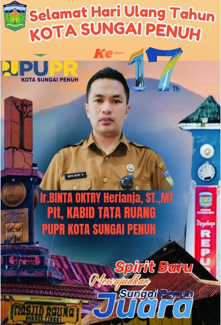 PLT Kabid Tata Ruang Dinas PUPR Kota Sungai Penuh, Ir. Binta Oktry Herianja, ST., MT., saat menyampaikan ucapan selamat HUT ke-17 Kota Sungai Penuh.