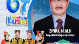 Inspektur Kabupaten Kerinci, Zufran, SH., M.Si, saat menyampaikan ucapan selamat Hari Ulang Tahun ke-67 Kabupaten Kerinci tahun 2025.