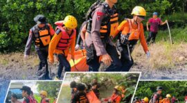 Tim SAR gabungan melakukan penyisiran di Sungai Kamirie untuk mencari korban hanyut.
