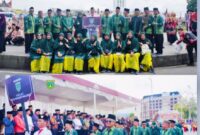 Kafilah Kota Padang Panjang saat mengikuti Pawai Taaruf MTQ Nasional ke-41 Tingkat Provinsi Sumatera Barat di Kota Bukittinggi.
