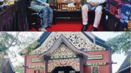 Wali Kota Alfin bersama Ketua Dekranasda meninjau anjungan Kota Sungai Penuh di Launching Jambi Elok Nian.