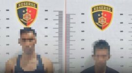 Dua tersangka sindikat PMI ilegal diamankan oleh Tim Reskrim Polsek Batam di Pulau Terong, Batam.