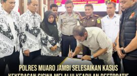 Polres Muaro Jambi menggelar mediasi Restoratif Justice sebagai upaya penyelesaian damai kasus dugaan kekerasan siswa secara kekeluargaan.