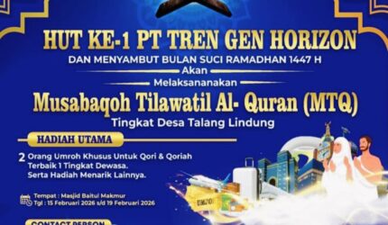 Kegiatan MTQ berhadiah Umroh dalam rangka HUT ke-1 PT Tren Gen Horizon menyambut Ramadhan 1447 Hijriah