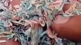 Hamparan cacahan kertas mirip uang terlihat memenuhi TPS liar di Desa Taman Rahayu, Kecamatan Setu, Kabupaten Bekasi.