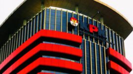 Tampak Gedung Merah Putih KPK di Jakarta, tempat pemeriksaan pihak yang terjaring Operasi Tangkap Tangan terkait dugaan korupsi impor.