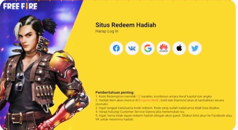 Ilustrasi game Free Fire dan hadiah item gratis dari kode redeem Garena