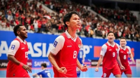 Timnas futsal Indonesia merayakan gol kemenangan atas Iran di final Piala Asia Futsal 2026