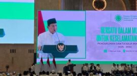 Presiden Prabowo Subianto menyampaikan rencana pembangunan kantor MUI dan lembaga Islam di kawasan Bundaran HI, Jakarta Pusat.
