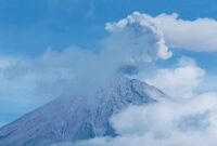 Kolom abu vulkanik membumbung setinggi 1.000 meter saat erupsi Gunung Semeru di Lumajang, Jawa Timur, Selasa (10/2/2026).