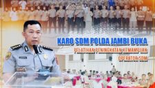Karo SDM Polda Jambi Kombes Pol Handoko saat membuka Pelatihan Peningkatan Kemampuan Operator SDM di Aula Gedung Siginjai.