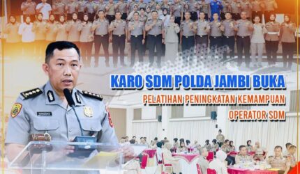 Kombes Pol Handoko membuka pelatihan operator SDM Polda Jambi di Gedung Siginjai