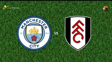 Logo Manchester City dan Fulham jelang pertandingan Liga Inggris di Etihad Stadium.