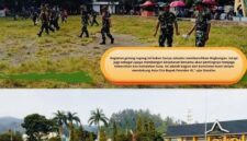 Personel Kodim 0417/Kerinci saat melaksanakan gotong royong pembersihan di Lapangan Merdeka Kota Sungai Penuh