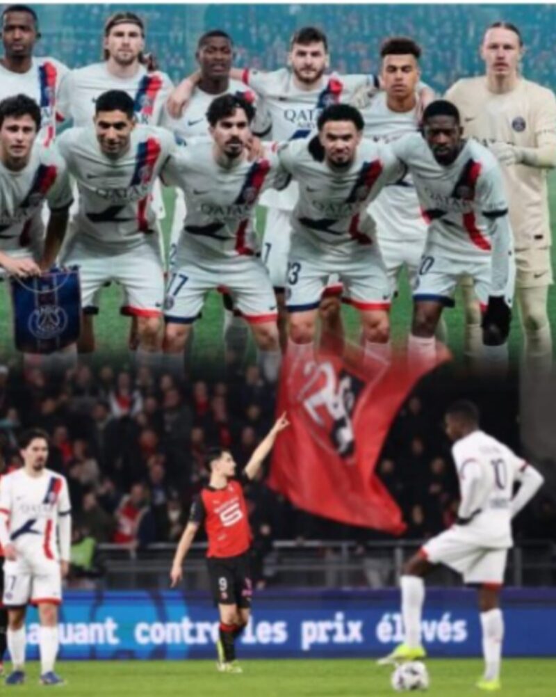 Mousa Tamari merayakan gol saat Rennes menang 3-1 atas PSG