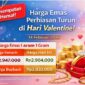 Grafik harga emas perhiasan 14 Februari 2026 menunjukkan penurunan harga dan kesempatan membeli untuk hadiah Hari Valentine