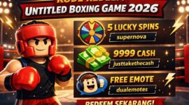 menampilkan semua kode redeem terbaru Untitled Boxing Game 2026, hadiah Lucky Spins, Free Spins, dan Cash untuk pemain