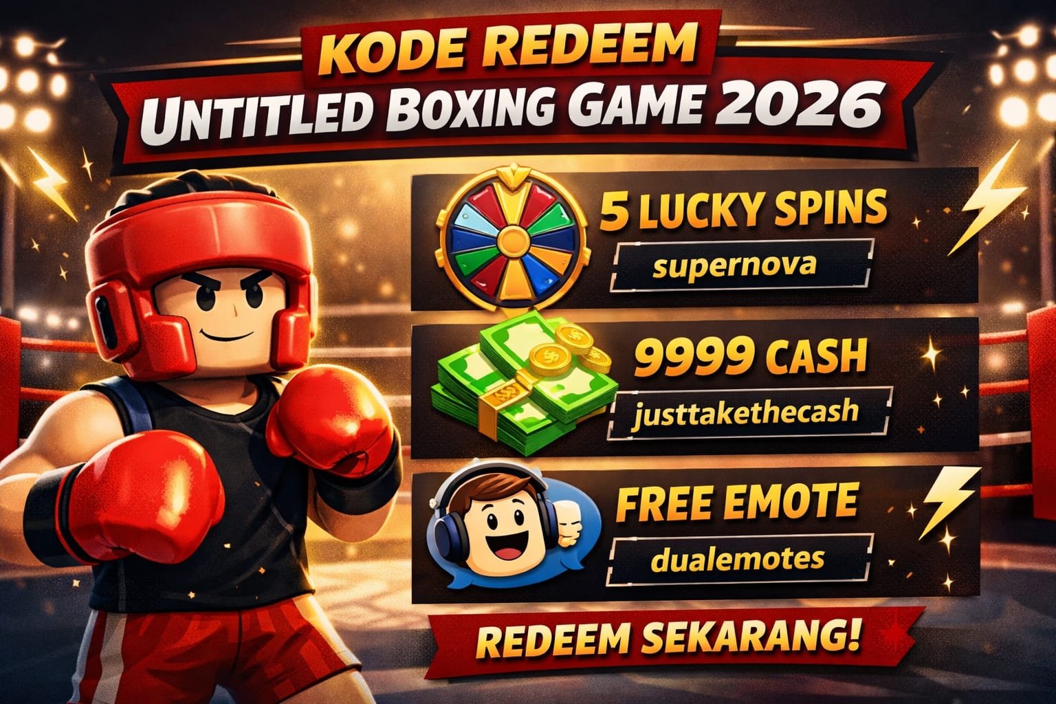 Kode Redeem Untitled Boxing Game 2026: Klaim Lucky Spins & Cash Terbaru