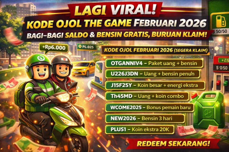 Daftar kode Ojol The Game Februari 2026 yang sedang viral dan bisa diklaim untuk mendapatkan saldo serta bensin gratis