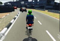Gameplay Ojol The Game saat pemain mengantar penumpang menggunakan fitur navigasi real-time dalam permainan simulasi ojek online.