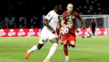 Henri Doumbia membuka keunggulan Bhayangkara FC pada menit ke-26 melalui tandukan dari bola mati.