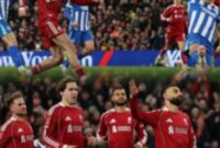 Liverpool merayakan gol Curtis Jones saat menang 3-0 atas Brighton & Hove Albion di Babak Keempat Piala FA 2025/2026.