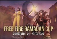 Poster Free Fire Ramadan 2026 yang menjadi bagian dari rangkaian event spesial Garena dengan hadiah bundle dan voucher gratis.