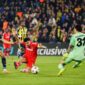Pemain Nottingham Forest merayakan gol saat mengalahkan Fenerbahce 3-0 pada leg pertama play-off 16 besar Liga Europa.
