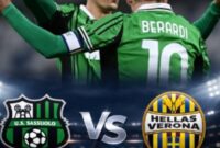 Berardi dan Pinamonti merayakan gol yang membawa Sassuolo unggul 3-0 atas Hellas Verona di Mapei Stadium.