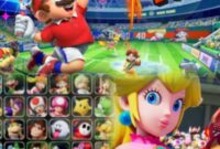 Tampilan gameplay Mario Tennis Fever 2026 dengan karakter Mario dan Luigi dalam pertandingan tenis penuh aksi.