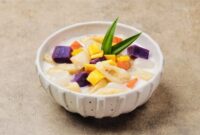 Ilustrasi kolak creamy tanpa santan yang lebih ringan dan cocok sebagai menu buka puasa sehat.