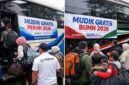 Calon peserta menaiki bus program Mudik Gratis PERURI 2026 dari Jakarta menuju Jawa Tengah.