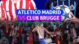 Momen pertandingan leg kedua playoff 16 besar Liga Champions antara Atletico Madrid dan Club Brugge.