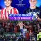 Momen pertandingan leg kedua playoff 16 besar Liga Champions antara Atletico Madrid dan Club Brugge.