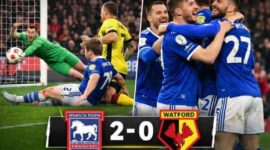 Ipswich Town meraih kemenangan penting 2-0 atas Watford di Vicarage Road.