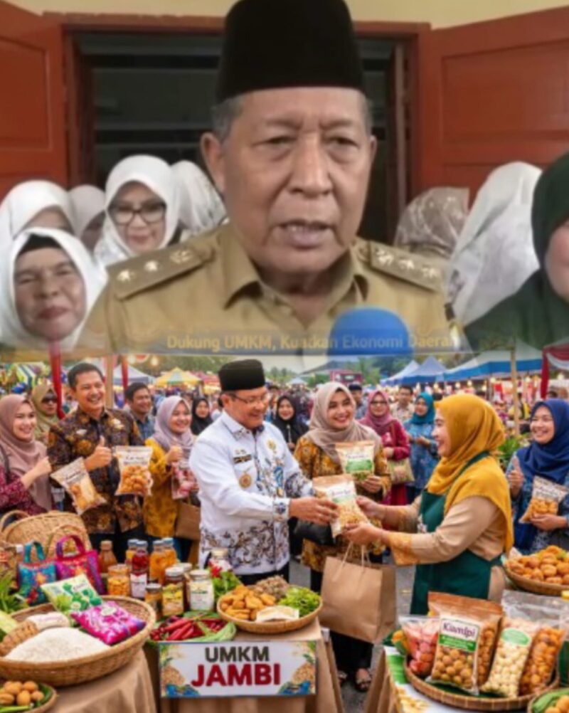 Wagub Abdullah Sani saat membuka bazar Ramadhan yang menampilkan produk UMKM lokal di Kota Jambi
