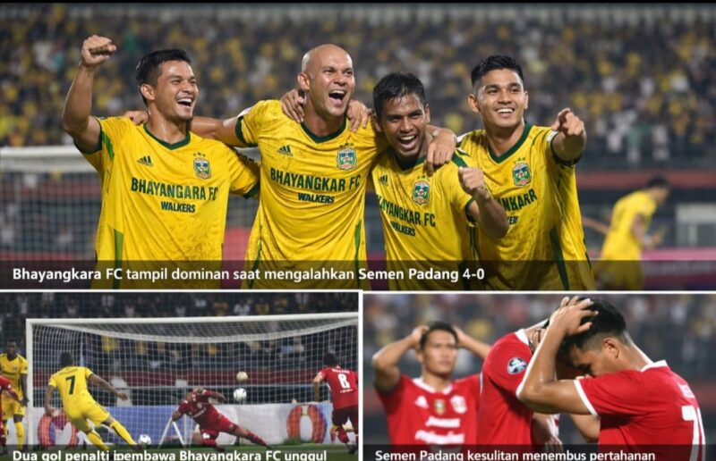 Dua gol penalti membawa Bhayangkara FC unggul besar atas Semen Padang