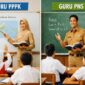 Ilustrasi perbandingan gaji guru PPPK dan PNS 2026 di Indonesia, menampilkan guru sedang mengajar di kelas