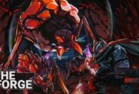 Tampilan boss monster laba-laba raksasa di The Forge Roblox yang bisa dikalahkan dengan bantuan item dari kode redeem terbaru.