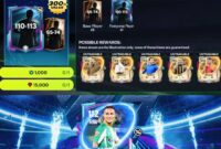 Ilustrasi gameplay FC Mobile dan hadiah pemain OVR 117 dari kode redeem terbaru.