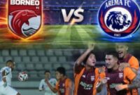 Pemain Borneo FC merayakan kemenangan 3-1 atas Arema FC dalam lanjutan Super League 2025/2026 di Stadion Segiri, Samarinda.