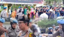 Wakapolda Jambi bersama jajaran Polda Jambi membagikan takjil dan sembako kepada masyarakat di depan Mapolda Jambi